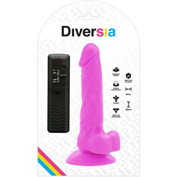 DIVERSIA - Dildo Flexible con Vibración Lila de 18 cm - Imagen 8