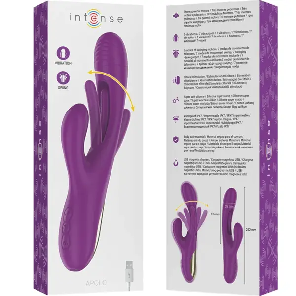 INTENSE - Vibrador multifunción Apolo con lengua oscilante morado - Imagen 8