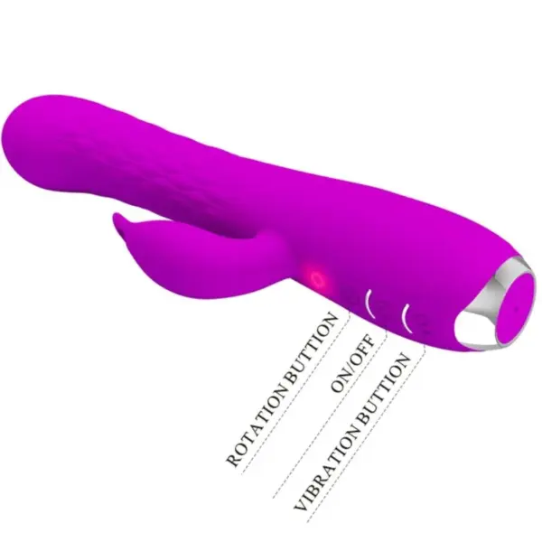 Pretty Love - Vibrador rabbit con rotación recargable morado - Imagen 5