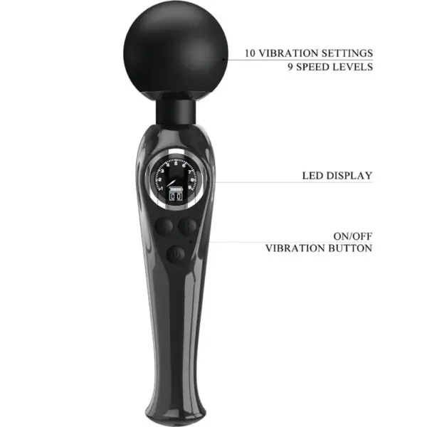 Pretty Love - Vibrador Wand Negro Skyler - Imagen 7