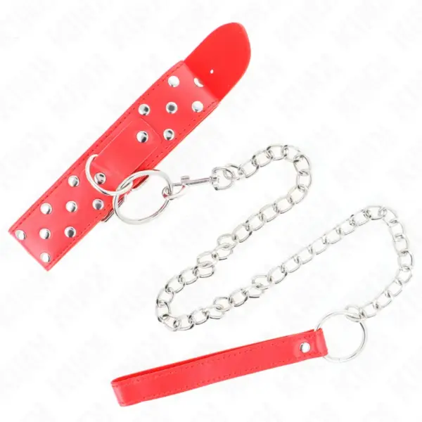 KINK - COLLAR CON CORREA 65 CM REMACHE ANILLA ROJO AJUSTABLE 36-50 CM X 3.8 CM - Imagen 5