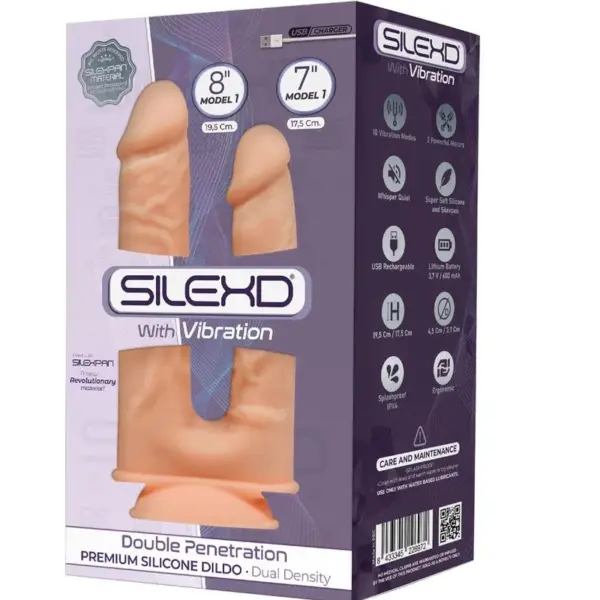 SILEXD - Modelo 1 Pene Realista Doble Penetración Vibrador Silicona Premium - Imagen 2