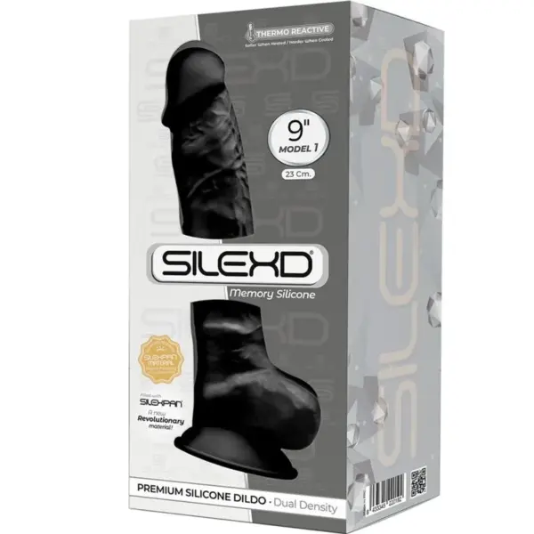 SILEXD - Modelo 1 Pene Realista Silicona Premium Silexpan Negro 23 cm - Imagen 3