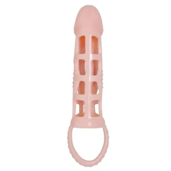 BAILE - Funda Extensora de Pene con Vibración y Strap Natural 13.5 cm - Imagen 6