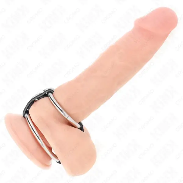 KINK - Anillo Pene Doble 3.8 cm a 5 cm Conectados por Cuero - Imagen 2