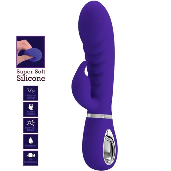 Pretty Love - Vibrador rabbit con licking morado - Imagen 7