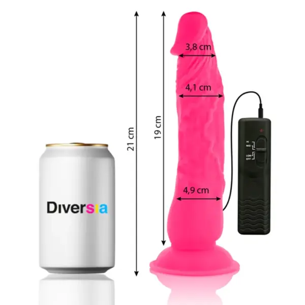 DIVERSIA - Dildo Flexible con Vibración Rosa 21 cm -O- 4.9 cm - Imagen 2