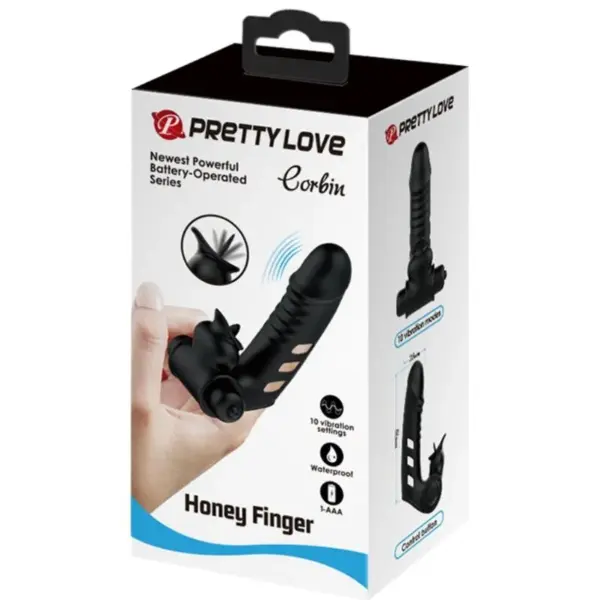 Pretty Love - Corbin Funda Dedo Vibrador Negro - Imagen 8