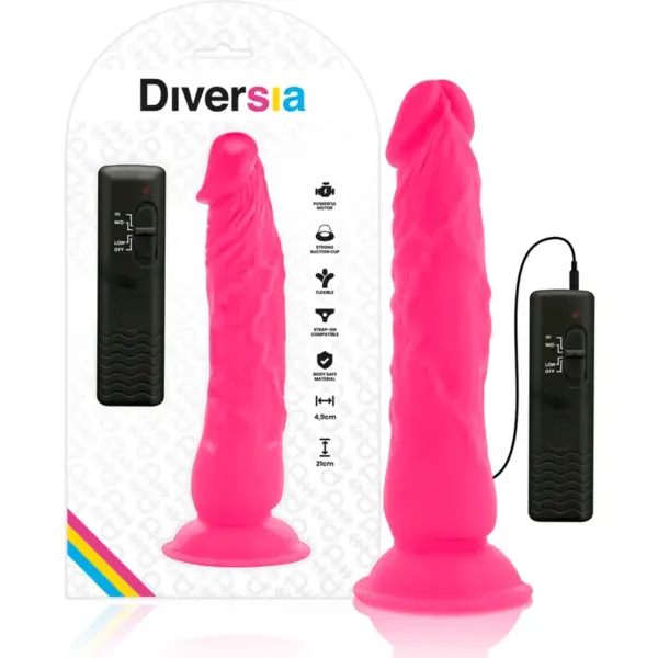 DIVERSIA - Dildo Flexible con Vibración Rosa 21 cm -O- 4.9 cm - Imagen 4