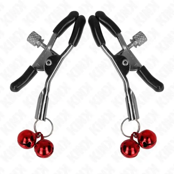 KINK - Pinzas para Pezones con Doble Campanilla Rojo 6 cm - Imagen 2