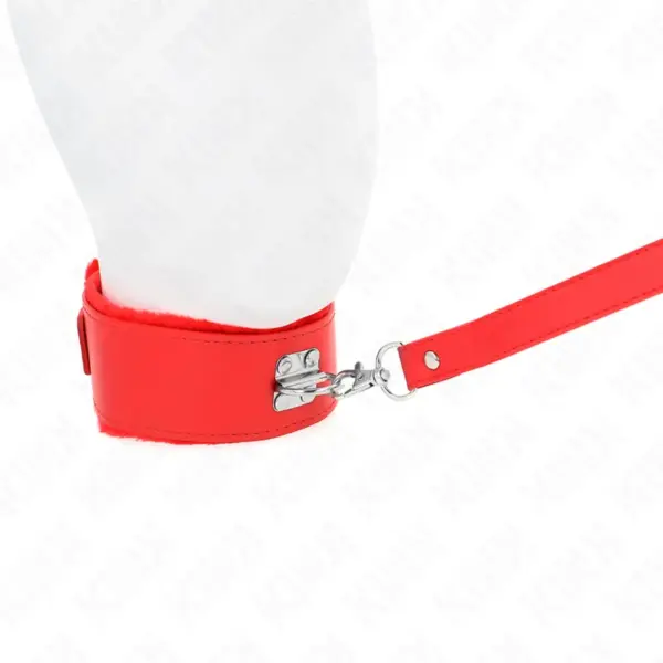 KINK - Collar con correa de 116 cm con tachuelas plateadas modelo 4 rojo ajustable - Imagen 3