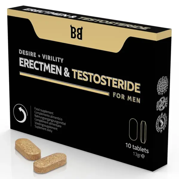 BLACK BULL - ERECTMEN & TESTOSTERIDE Potencia y Testosterona para Hombre