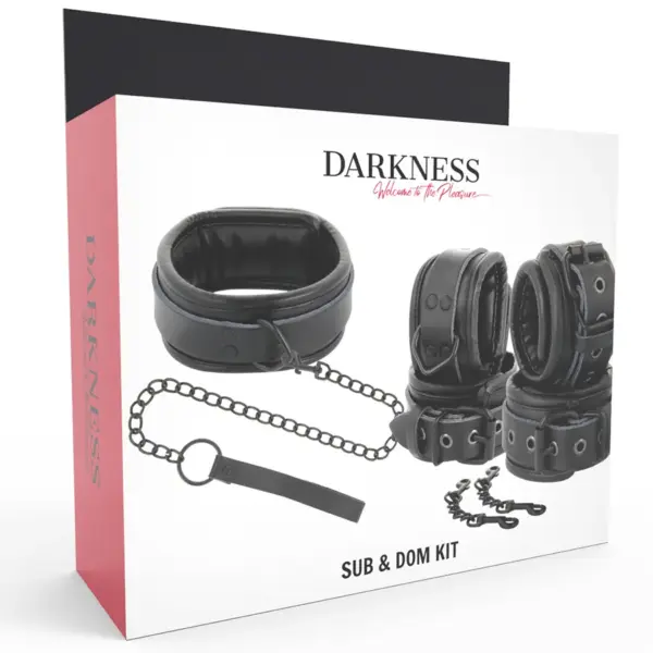 Darkness - Esposas y collar de cuero negro para juegos BDSM - Imagen 10