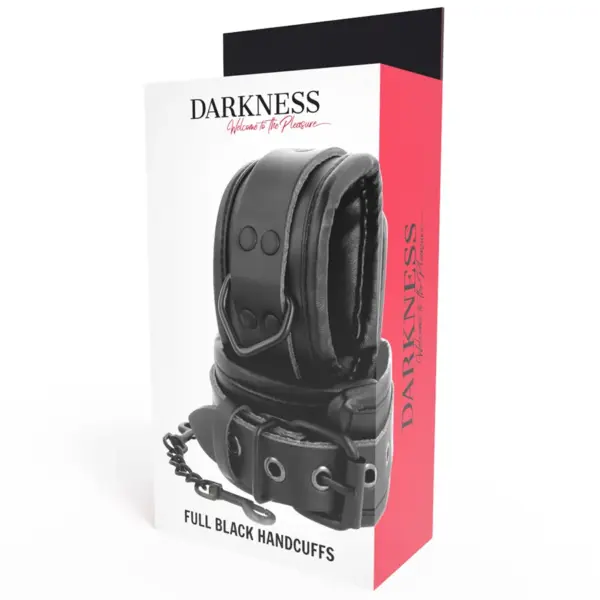 DARKNESS - Esposas ajustables de cuero negro para BDSM - Imagen 6