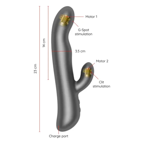 ONINDER - Vibrador Rabbit con Rotación Negro y App Gratuita - Imagen 4