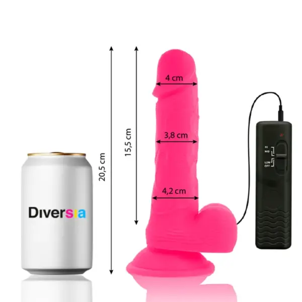 DIVERSIA - Dildo Flexible con Vibración Rosa 20.5 cm - Ø 4.2 cm - Imagen 2