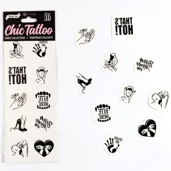 SECRET PLAY - Set de 10 Tattoos Temporales Kinky Collection - Imagen 2