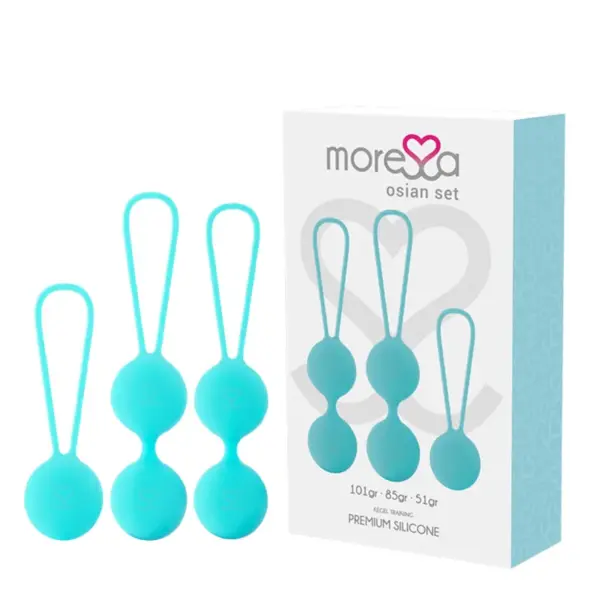 MORESSA - OSIAN SET: Bolas Chinas de Silicona Turquesa para Entrenamiento del Suelo Pélvico