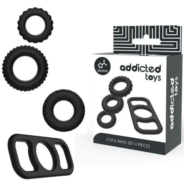 ADDICTED TOYS - Set 4 Anillos Silicona para el Pene