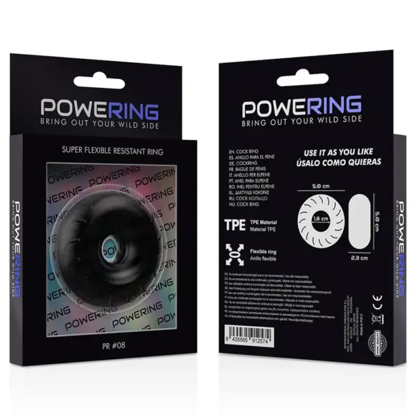 Powering - Anillo pene super flexible y resistente de 5cm PR08 negro - Imagen 10