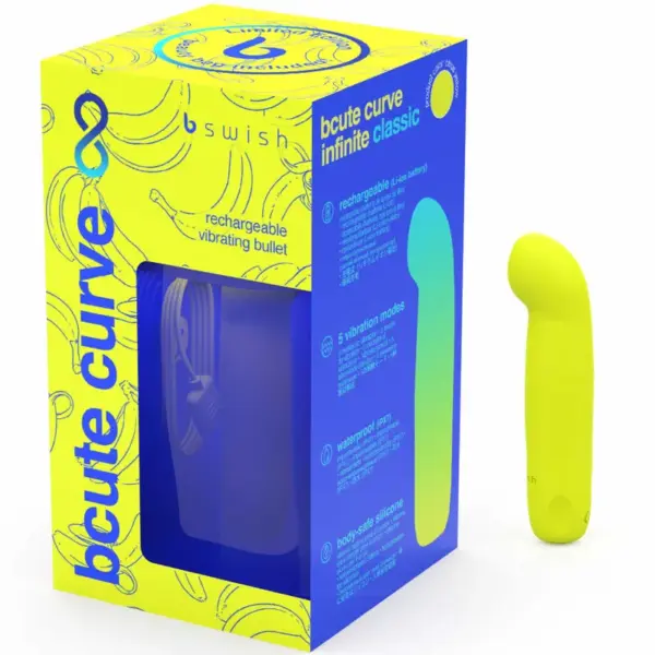 B SWISH - BCUTE CURVE INFINITE CLASSIC VIBRADOR RECARGABLE SILICONA AMARILLO - Imagen 4