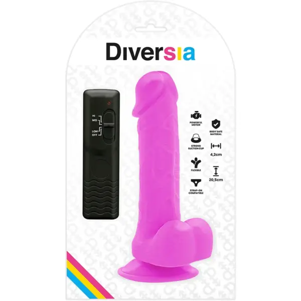 DIVERSIA - Dildo Flexible con Vibración Lila 20.5 cm - 4.2 cm - Imagen 9