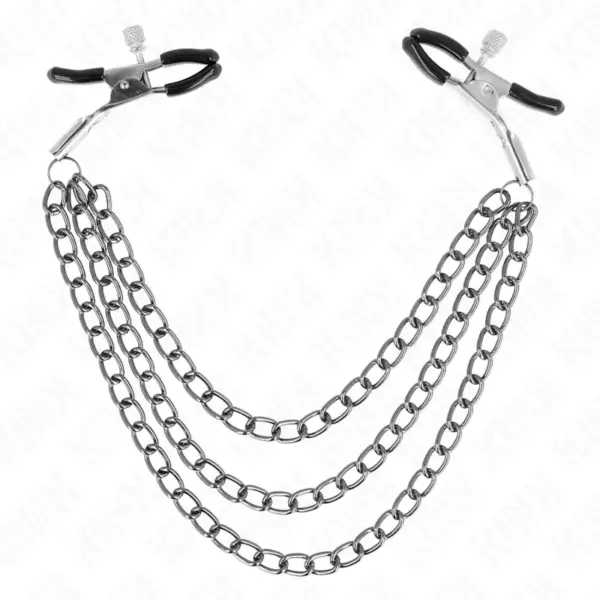 KINK - Pinzas para Pezones con Triple Cadena Negro 20/23/28 cm