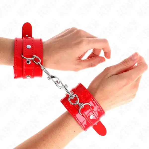 KINK - Muñequera con Tachuelas Rojo Ajustable 23-33 cm para BDSM - Imagen 4