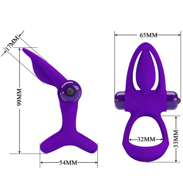 Pretty Love - Anillo Vibrador 10 Vibraciones Silicona Violeta - Imagen 6