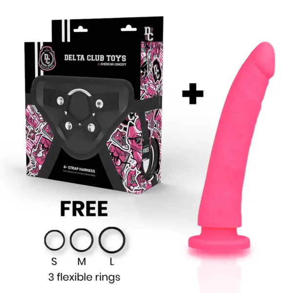 DELTA CLUB - Toys Arnes + Dildo Rosa Silicona Médica 17 cm -O- 3 cm - Imagen 2