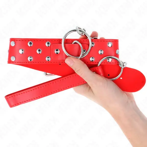 KINK - COLLAR CON CORREA 65 CM REMACHE ANILLA ROJO AJUSTABLE 36-50 CM X 3.8 CM - Imagen 4