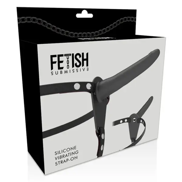 Fetish Submissive Harness - Vibrador Silicona Negro 15 cm - Imagen 4