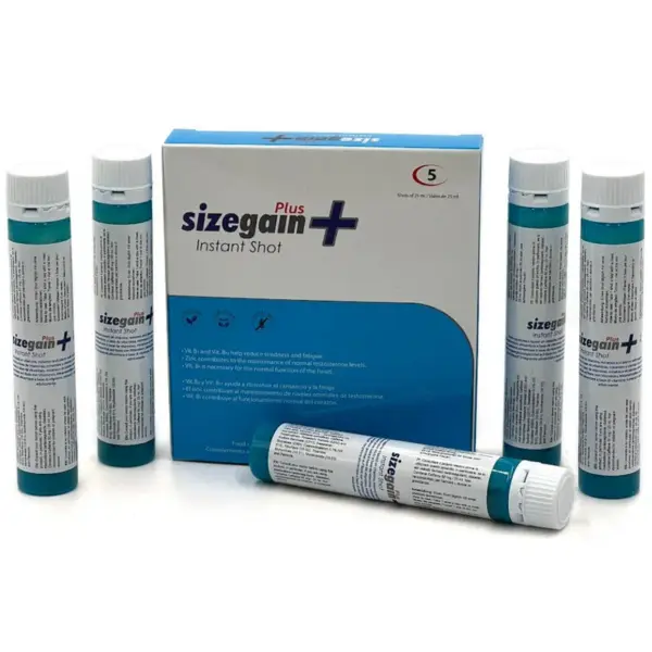 SizeGain Plus - Shot vigorizante masculino instantáneo para mejorar la virilidad