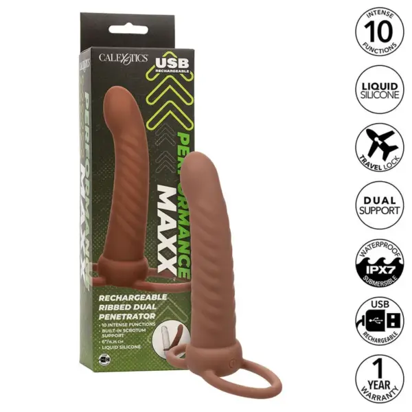 CALEXOTICS - Maxx Doble Penetrador Acanalado con 10 Vibraciones