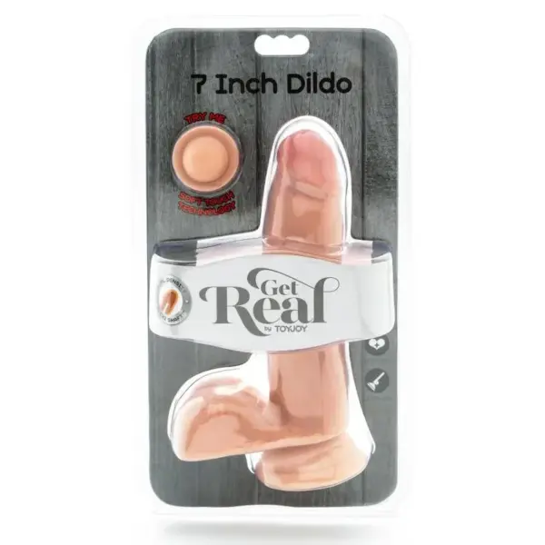 GET REAL - DUAL DENSITY DILDO 12 CM CON TESTÍCULOS NATURAL - Imagen 3