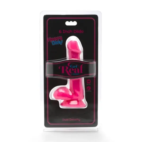 GET REAL - HAPPY DICKS DILDO 12 CM CON TESTICULOS ROSA - Imagen 2