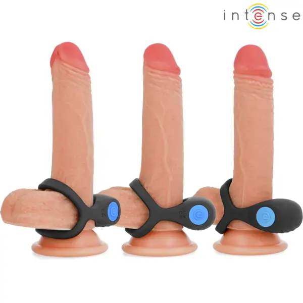 INTENSE - Anillo doble vibrador ALEX con control remoto y 10 vibraciones en negro - Imagen 2