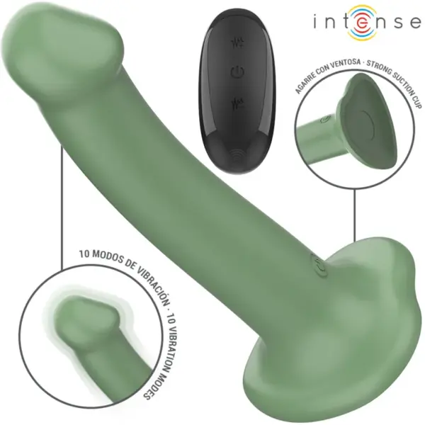 INTENSE - Vibrador Becca con Ventosa 10 Vibraciones Verde Control Remoto