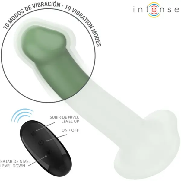 INTENSE - Vibrador Becca con Ventosa 10 Vibraciones Verde Control Remoto - Imagen 3