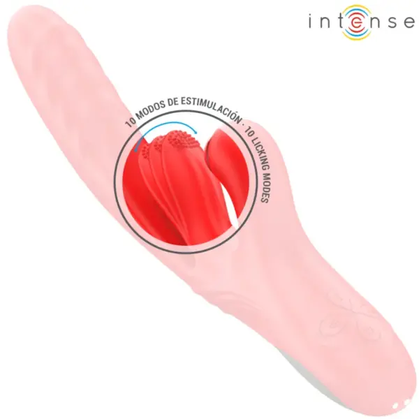 INTENSE - Vibrador multifunción KAROL con empuje, estimulación y succión rojo - Imagen 4