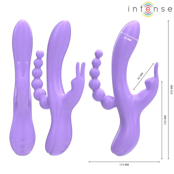 INTENSE - MIKO Triple Vibrador Rabbit & Estimulador Anal Morado - Imagen 2