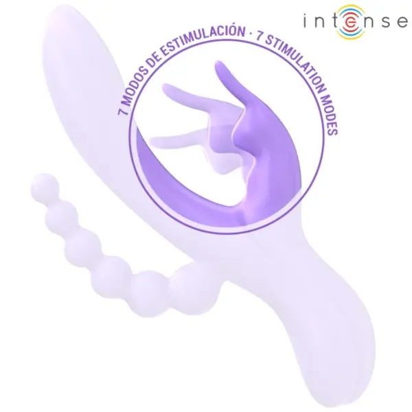 INTENSE - MIKO Triple Vibrador Rabbit & Estimulador Anal Morado - Imagen 5