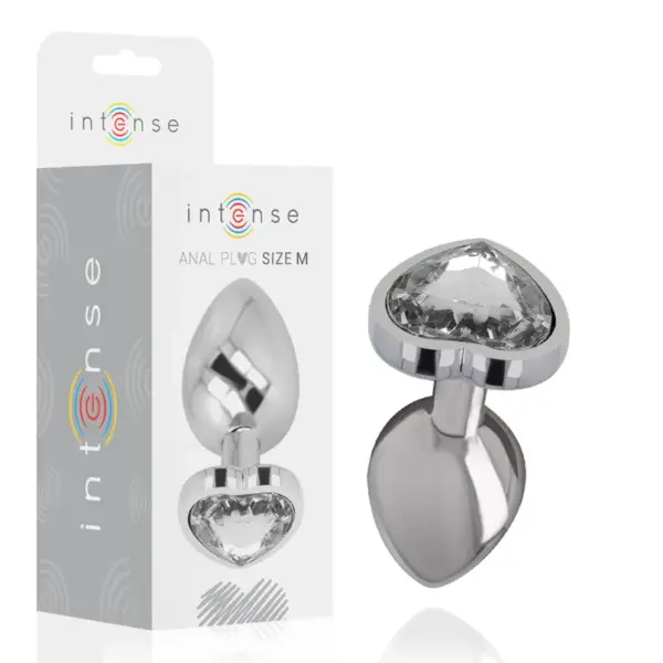 INTENSE - Plug Anal Metal Aluminio Corazón Blanco Talla M