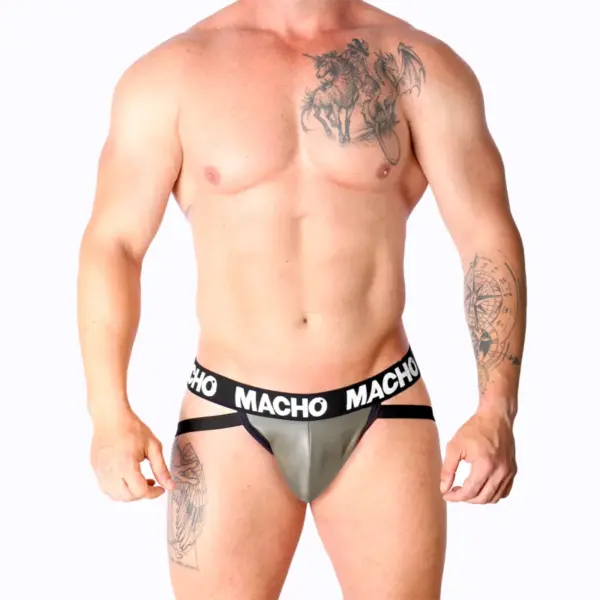 MACHO - MX27GR Jock Cuero Gris Beige L - Estilo Fetish para Él - Imagen 2