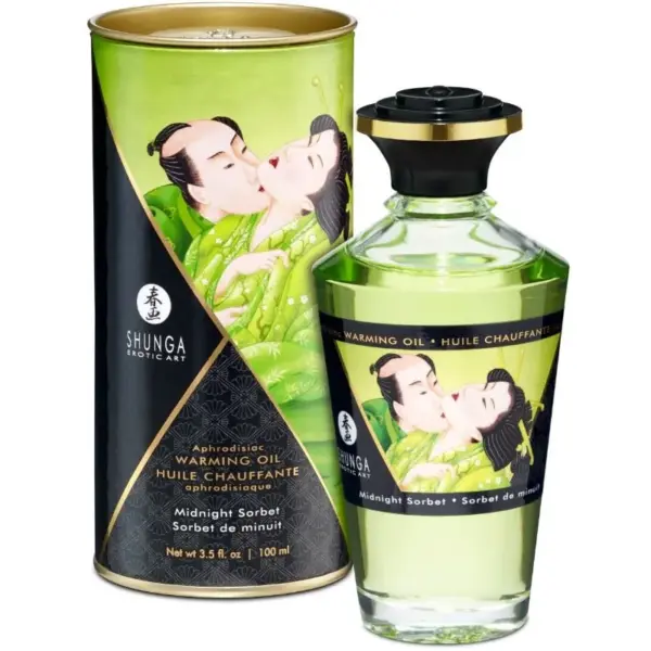 Shunga - Aceite de Masaje Efecto Calor Sabor Sorbete de Medianoche 100 ml