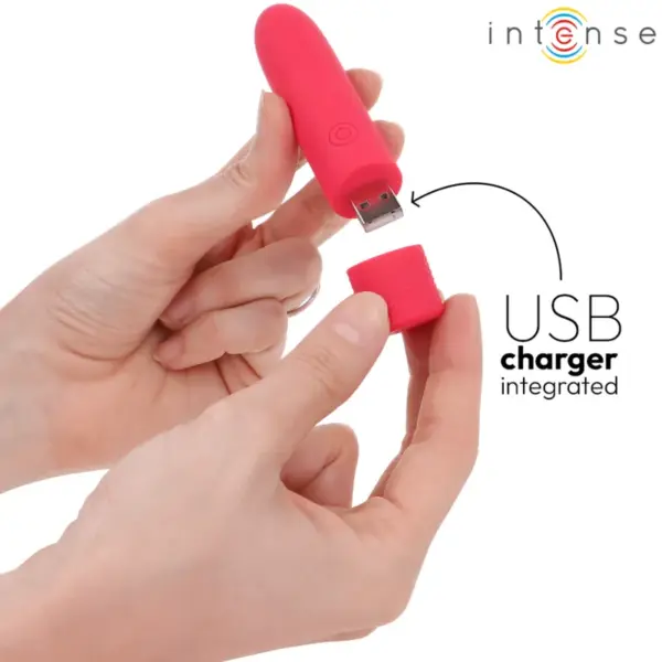 INTENSE - Bala vibradora recargable por USB con 8 vibraciones rojas - Imagen 6