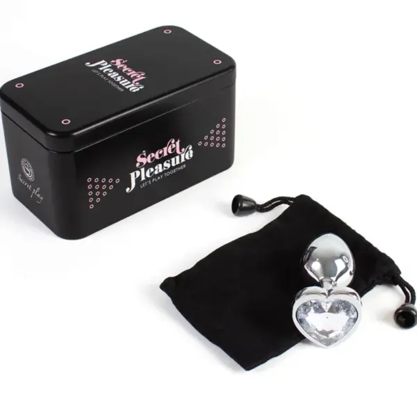 SECRETPLAY - Metal Butt Plug Corazón Transparente Talla S 7 cm - Imagen 4