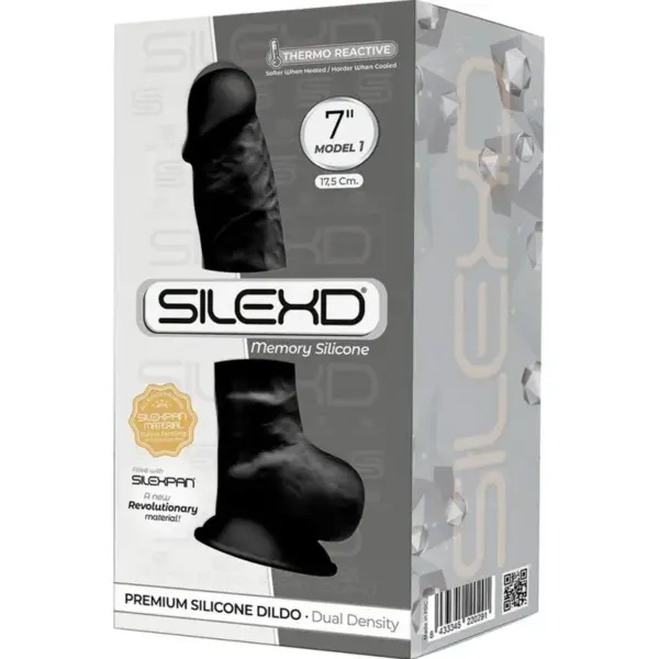 SILEXD - Modelo 1 Pene Realista Silicona Premium Silexpan Negro 17.5 cm - Imagen 3