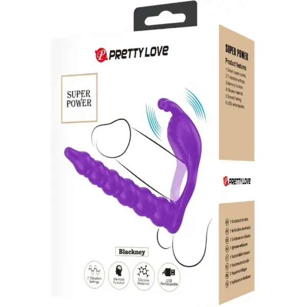 Pretty Love - Anillo Pene con Plug Vibrador Lila - Imagen 6