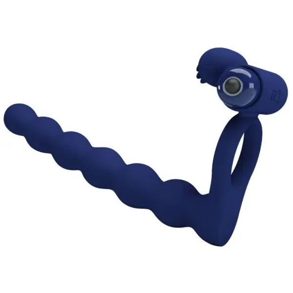 Pretty Love - Anillo Vibrador con Plug Azul para Placer Prolongado